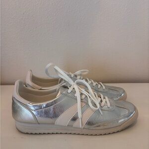 Madden Girl Silver and White Sneakers